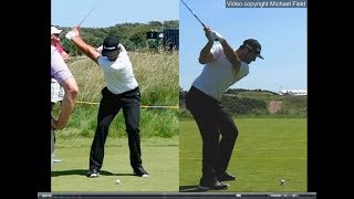 Jon Rahm golf swing  Long Iron faceon amp downtheline July 2017 [upl. by Fillander702]