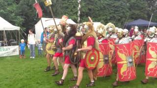 Roman Reenactment at the Amphitheatre in Caerleon Marching In [upl. by Attinahs]