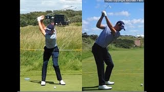 Justin Thomas golf swing  Long Iron faceon amp downtheline July 2017 [upl. by Market]