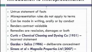 Misrepresentation Lecture 1 of 4 [upl. by Sulrac]